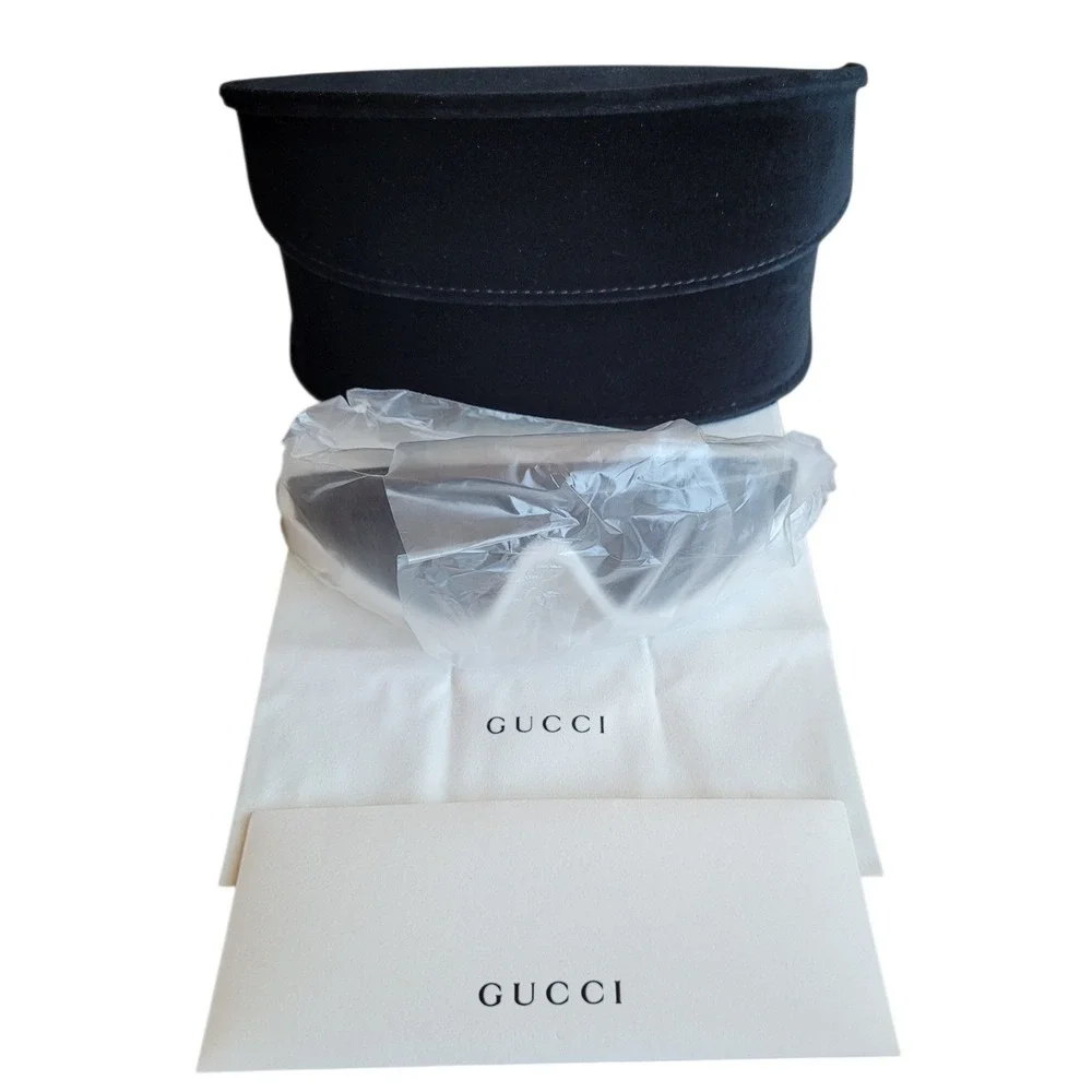 New GUCCI GG1650S White Grey 99mm Shield Sunglasses One Size